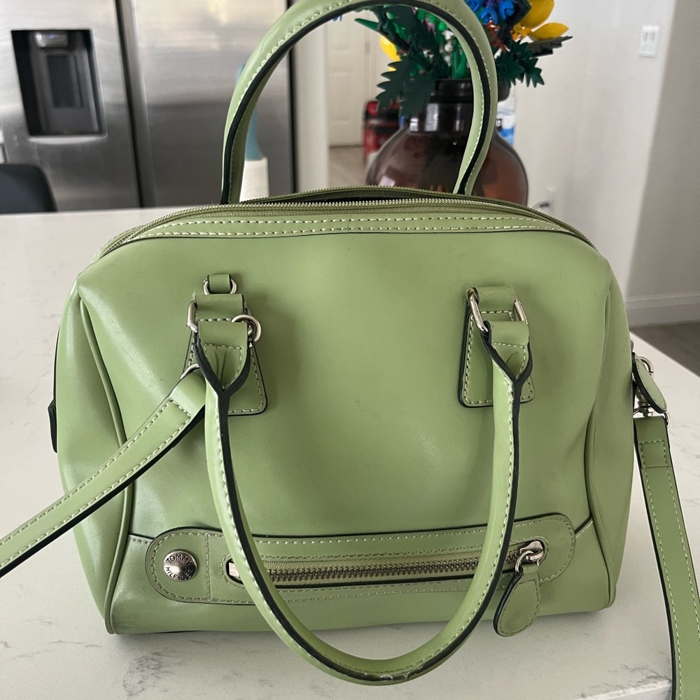 Green Leather Satchel Bag